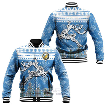 Tartan Vibes Clothing Thompson (Thomson) Clan Christmas Baseball Jacket Celtic Reindeer Style