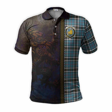 Tartan Vibes Clothing Thompson (Thomson) Tartan Family Crest Polo Shirt Alba Gu Brath Be Brave Lion Ancient Style