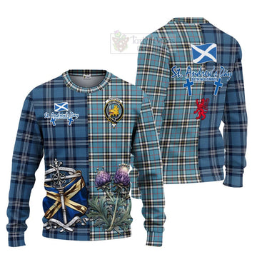 Tartan Vibes Clothing Thompson (Thomson) Tartan Knitted Sweater Happy St. Andrew's Day Half Tartan Style