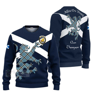 Tartan Vibes Clothing Thompson (Thomson) Tartan Lion Rampant Knitted Sweater – Proudly Display Your Heritage with Alba Gu Brath and Clan Name