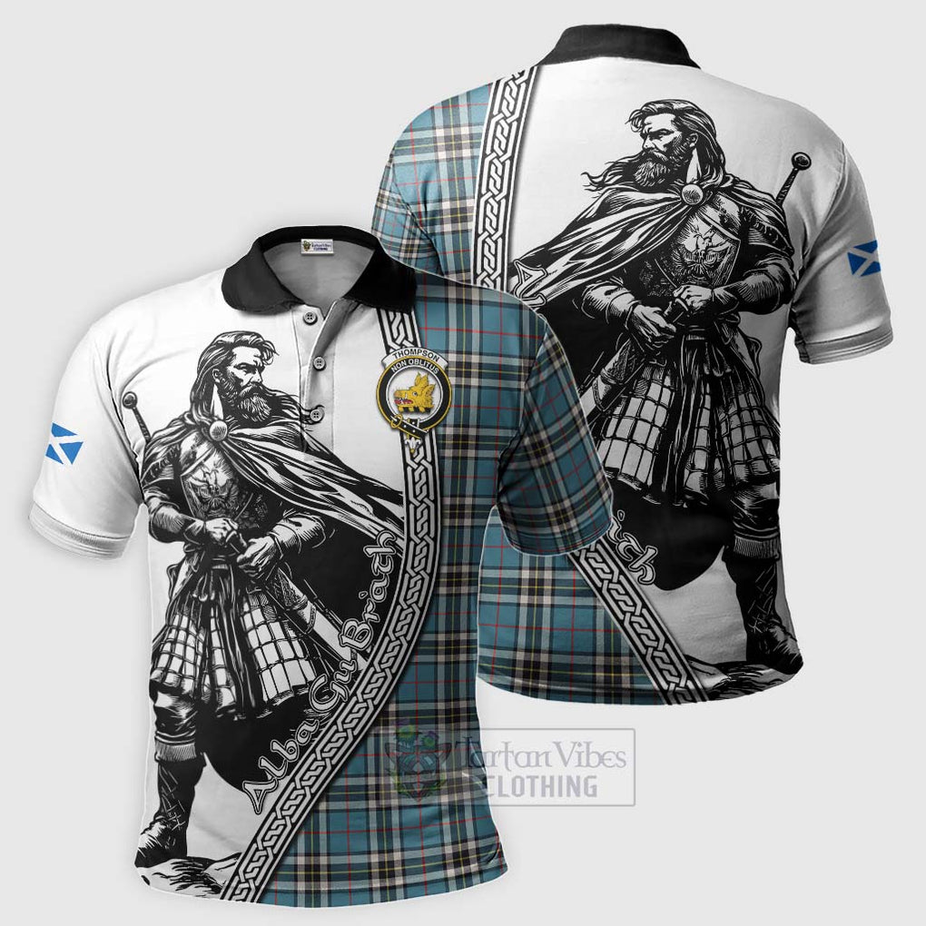 Thompson (Thomson) Tartan Clan Crest Polo Shirt with Highlander Warrior Celtic Style Kid - Tartan Vibes Clothing