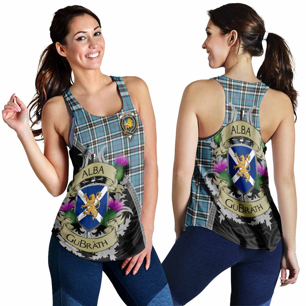 Tartan Vibes Clothing Thompson (Thomson) Tartan Family Crest Women's Racerback Tanks Lion Rampant Royal Thistle Shield Celtic Inspired