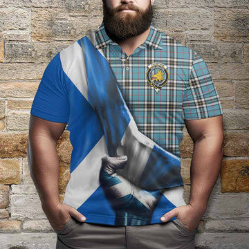 Tartan Vibes Clothing Thompson (Thomson) Tartan Polo Shirt with Family Crest Scotland Patriotic Style