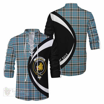Tartan Vibes Clothing Thompson (Thomson) Tartan Ghillie Kilt Shirt with Family Crest Circle Style