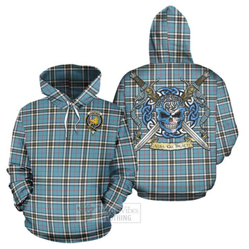 Thompson (Thomson) Tartan Hoodie with Family Crest Celtic Skull Style