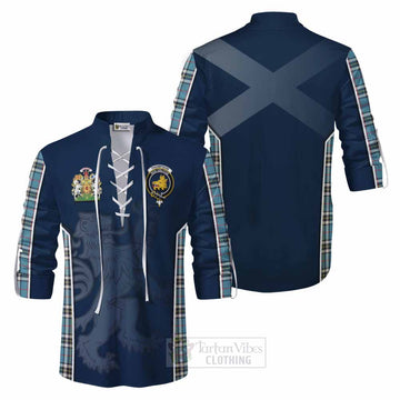 Tartan Vibes Clothing Thompson (Thomson) Tartan Ghillie Kilt Shirt with Family Crest and Lion Rampant Vibes Sport Style