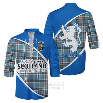 Tartan Vibes Clothing Thompson (Thomson) Family Crest Tartan Ghillie Kilt Shirt Celebrate Saint Andrew's Day in Style