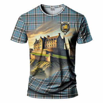 Tartan Vibes Clothing Thompson (Thomson) Tartan Family Crest T-Shirt with Scottish Ancient Castle Stype