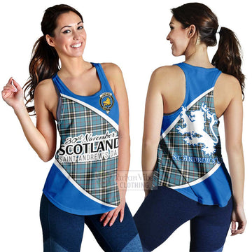 Tartan Vibes Clothing Thompson (Thomson) Family Crest Tartan Women's Racerback Tanks Celebrate Saint Andrew's Day in Style