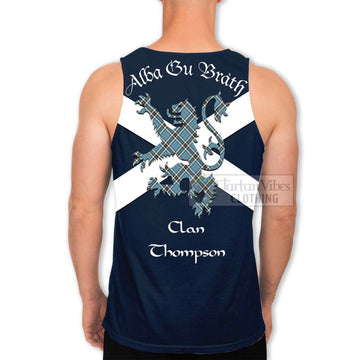 Tartan Vibes Clothing Thompson (Thomson) Tartan Lion Rampant Men's Tank Top – Proudly Display Your Heritage with Alba Gu Brath and Clan Name