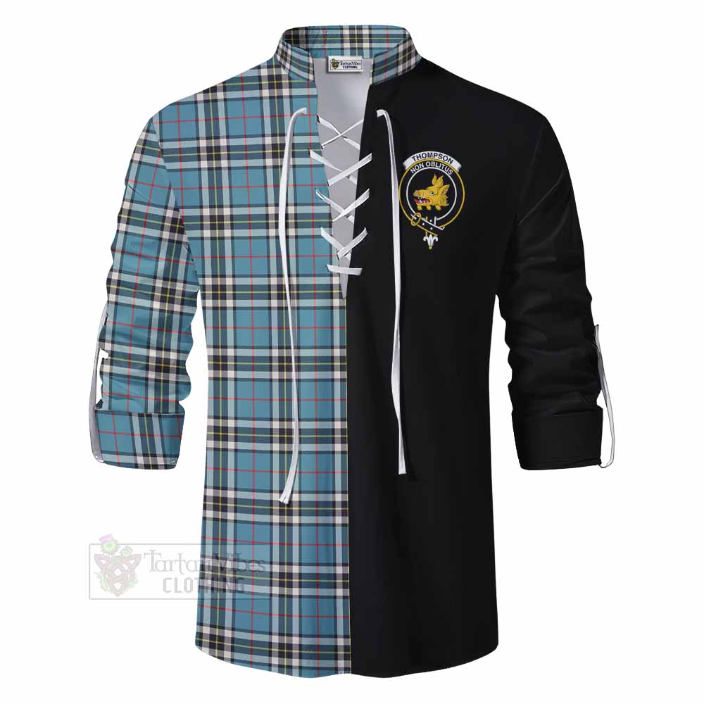 Tartan Vibes Clothing Thompson (Thomson) Tartan Ghillie Kilt Shirt with Family Crest and Half Of Me Style