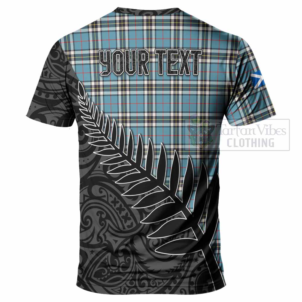 Tartan Vibes Clothing Thompson (Thomson) Crest Tartan T-Shirt with New Zealand Silver Fern Half Style