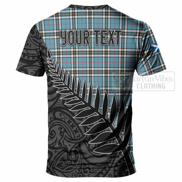 Tartan Vibes Clothing Thompson (Thomson) Crest Tartan T-Shirt with New Zealand Silver Fern Half Style