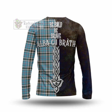 Tartan Vibes Clothing Thompson (Thomson) Tartan Family Crest Long Sleeve T-Shirt Alba Gu Brath Be Brave Lion Ancient Style