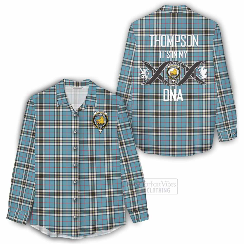 Tartan Vibes Clothing Thompson (Thomson) Tartan Women's Casual Shirt with Family Crest DNA In Me Style