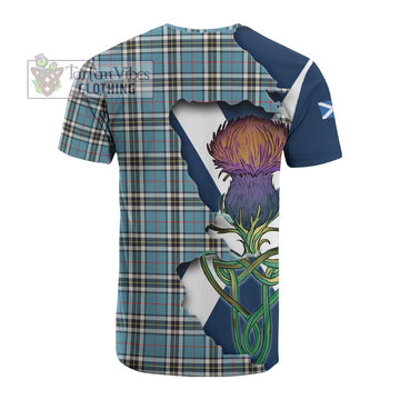 Tartan Vibes Clothing Thompson (Thomson) Tartan Family Crest Cotton T-shirt Scottish Thistle Celtic Inspired