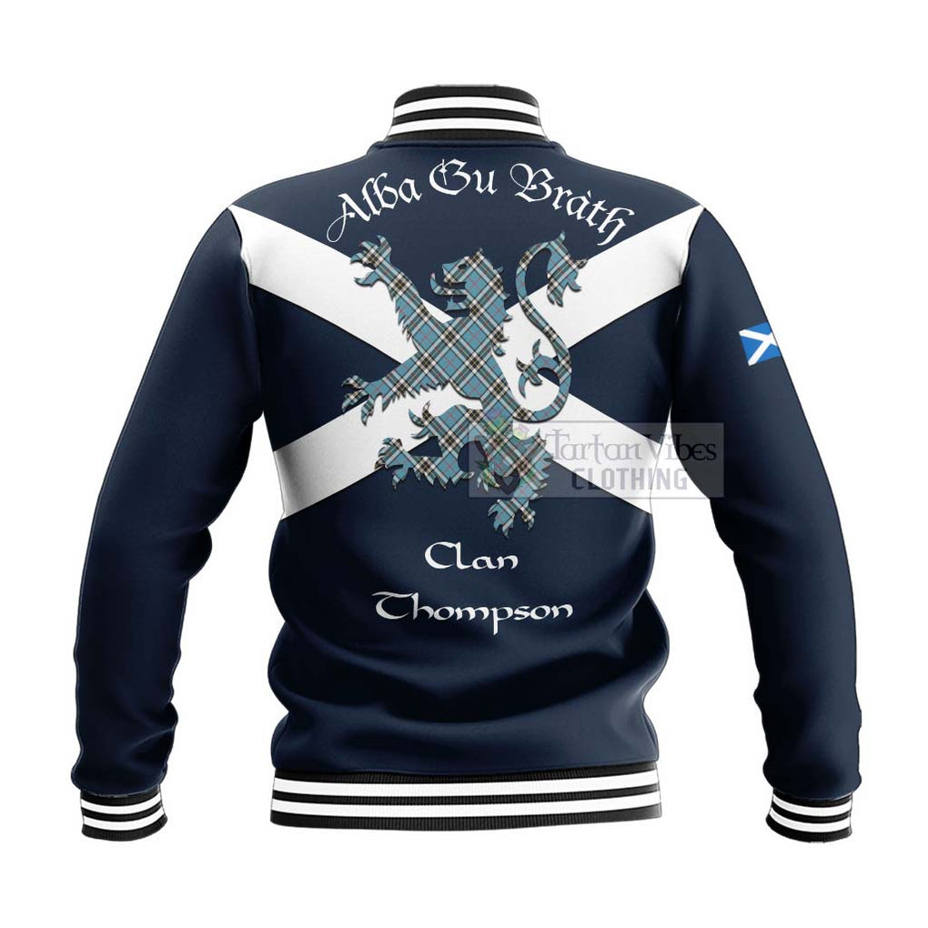 Tartan Vibes Clothing Thompson (Thomson) Tartan Lion Rampant Baseball Jacket – Proudly Display Your Heritage with Alba Gu Brath and Clan Name