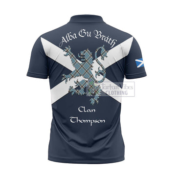 Tartan Vibes Clothing Thompson (Thomson) Tartan Lion Rampant Zipper Polo Shirt – Proudly Display Your Heritage with Alba Gu Brath and Clan Name
