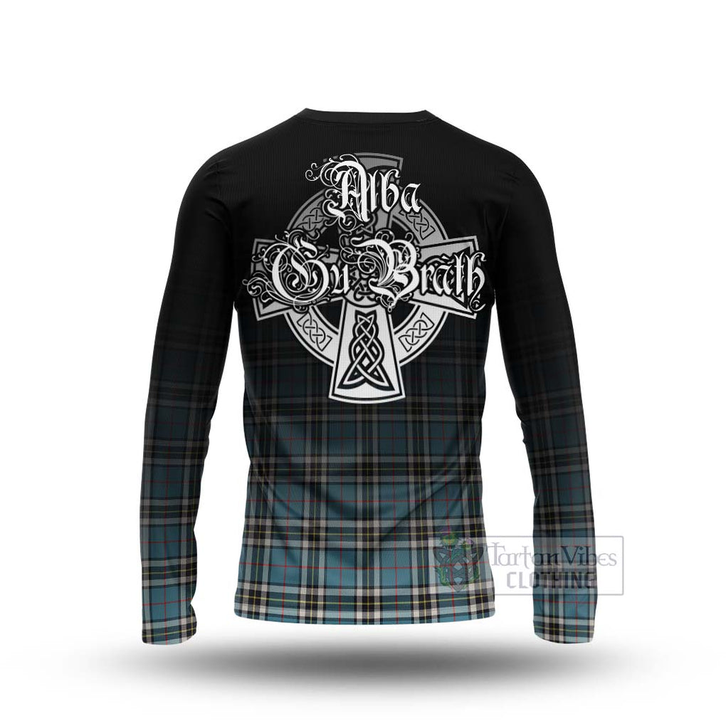 Tartan Vibes Clothing Thompson (Thomson) Tartan Long Sleeve T-Shirt Featuring Alba Gu Brath Family Crest Celtic Inspired