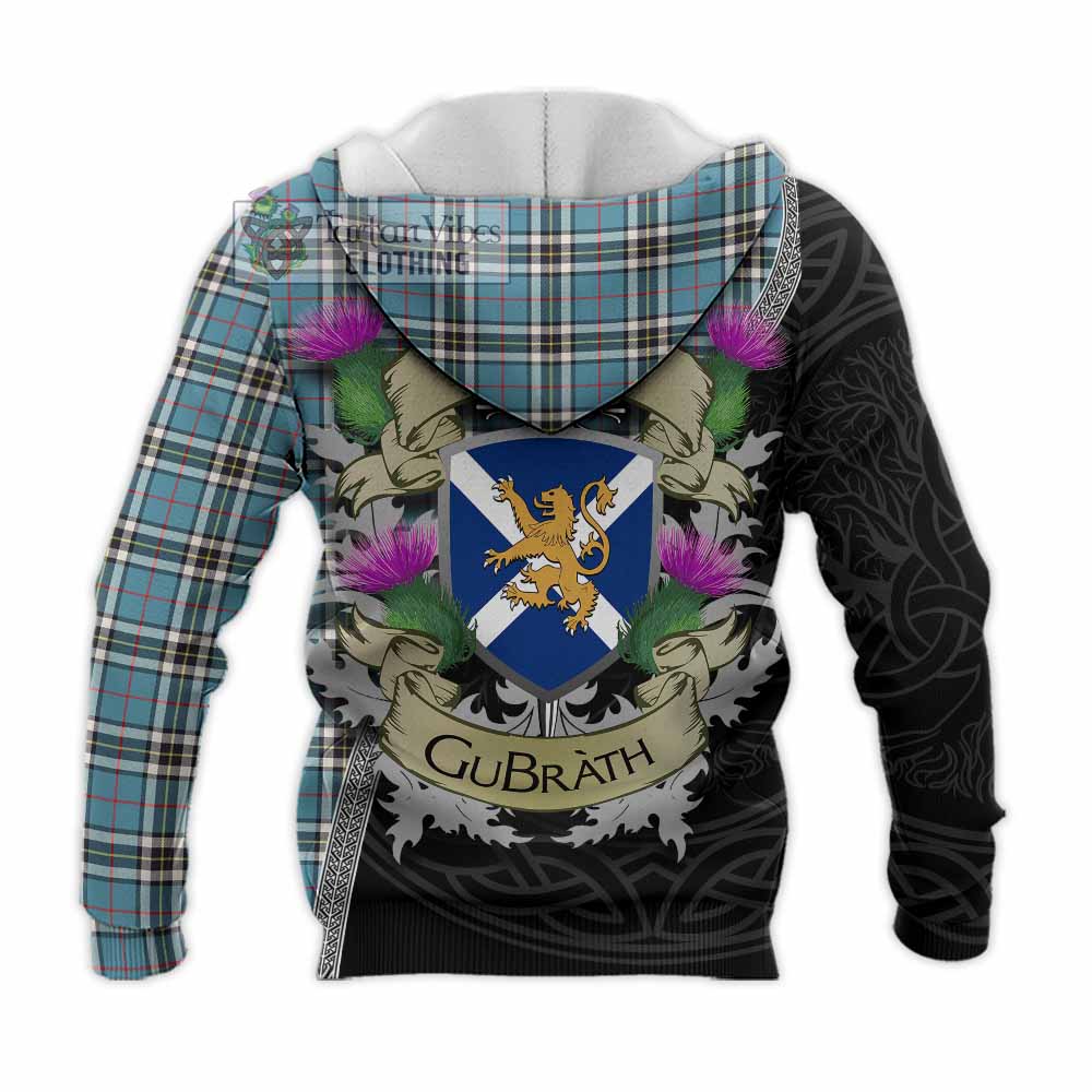 Tartan Vibes Clothing Thompson (Thomson) Tartan Family Crest Knitted Hoodie Lion Rampant Royal Thistle Shield Celtic Inspired