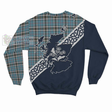 Tartan Vibes Clothing Thompson (Thomson) Tartan Sweatshirt Featuring Thistle and Scotland Map