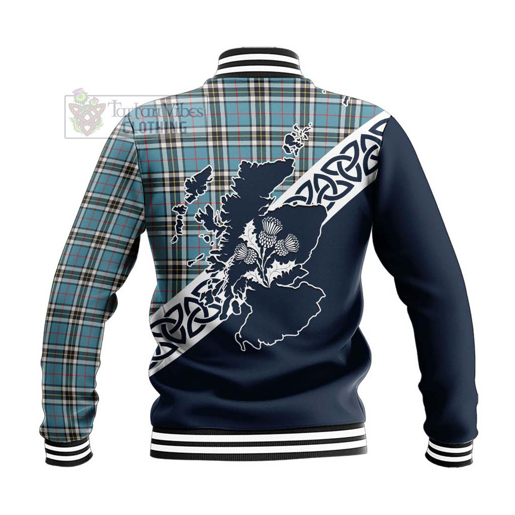 Tartan Vibes Clothing Thompson (Thomson) Tartan Baseball Jacket Featuring Thistle and Scotland Map