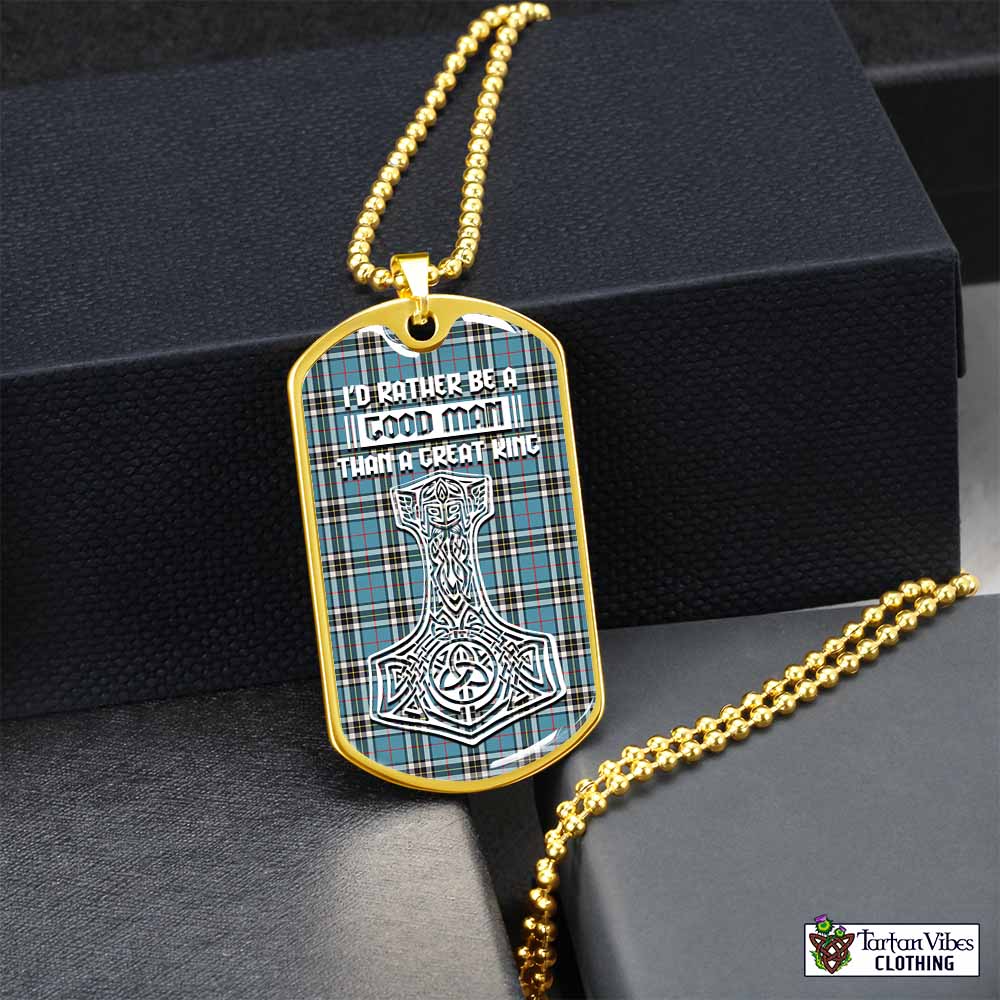 Tartan Vibes Clothing Thompson (Thomson) Tartan Dog Tag Necklace Viking Mjolnir Style