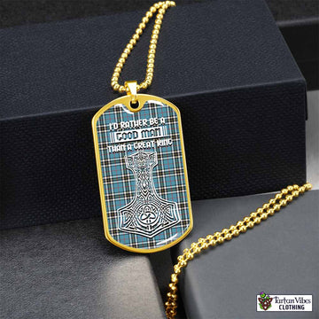 Tartan Vibes Clothing Thompson (Thomson) Tartan Dog Tag Necklace Viking Mjolnir Style