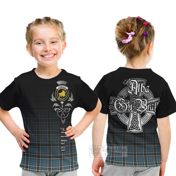 Tartan Vibes Clothing Thompson (Thomson) Tartan Kid T-Shirt Featuring Alba Gu Brath Family Crest Celtic Inspired