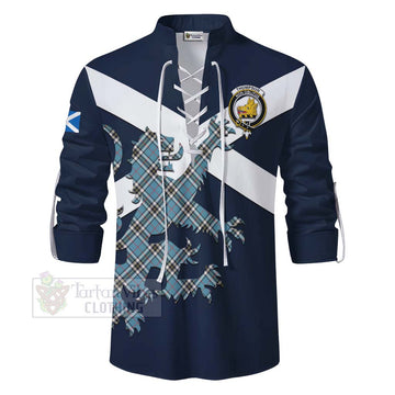 Tartan Vibes Clothing Thompson (Thomson) Tartan Lion Rampant Ghillie Kilt Shirt Proudly Display Your Heritage with Alba Gu Brath and Clan Name