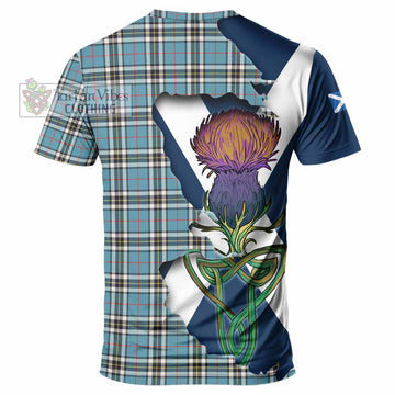 Tartan Vibes Clothing Thompson (Thomson) Tartan Family Crest T-Shirt Scottish Thistle Celtic Inspired