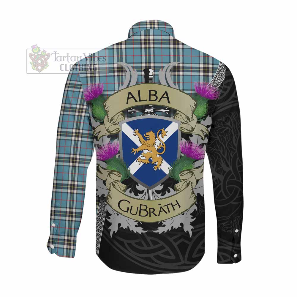 Tartan Vibes Clothing Thompson (Thomson) Tartan Family Crest Long Sleeve Button Shirt Lion Rampant Royal Thistle Shield Celtic Inspired