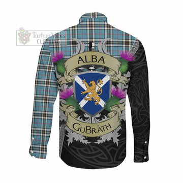 Tartan Vibes Clothing Thompson (Thomson) Tartan Family Crest Long Sleeve Button Shirt Lion Rampant Royal Thistle Shield Celtic Inspired