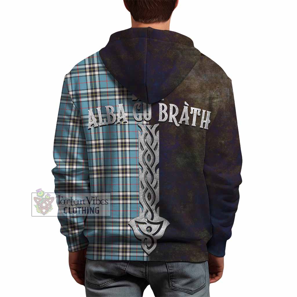 Tartan Vibes Clothing Thompson (Thomson) Tartan Family Crest Hoodie Alba Gu Brath Be Brave Lion Ancient Style
