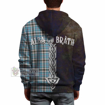 Tartan Vibes Clothing Thompson (Thomson) Tartan Family Crest Hoodie Alba Gu Brath Be Brave Lion Ancient Style