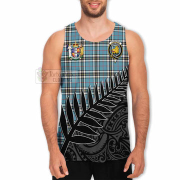 Tartan Vibes Clothing Thompson (Thomson) Crest Tartan Men's Tank Top with New Zealand Silver Fern Half Style