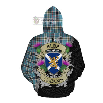 Tartan Vibes Clothing Thompson (Thomson) Tartan Family Crest Cotton Hoodie Lion Rampant Royal Thistle Shield Celtic Inspired