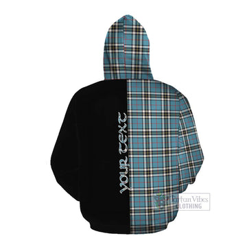 Tartan Vibes Clothing Thompson (Thomson) Tartan Cotton Hoodie with Family Crest and Half Of Me Style