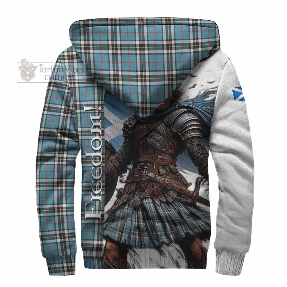 Tartan Vibes Clothing Thompson (Thomson) Crest Tartan Sherpa Hoodie Inspired by the Freedom of Scottish Warrior