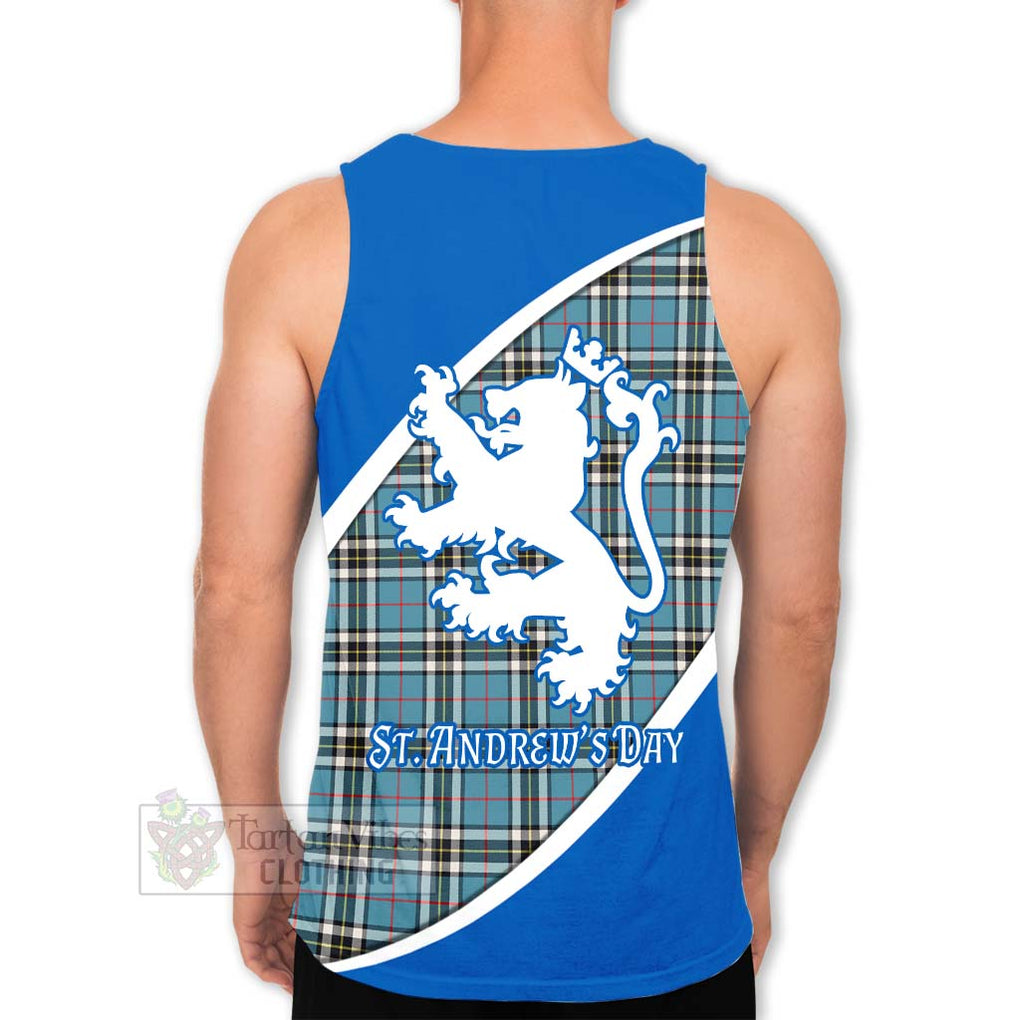 Tartan Vibes Clothing Thompson (Thomson) Family Crest Tartan Men's Tank Top Celebrate Saint Andrew's Day in Style