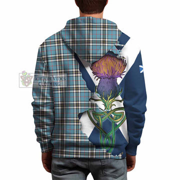 Tartan Vibes Clothing Thompson (Thomson) Tartan Family Crest Hoodie Scottish Thistle Celtic Inspired