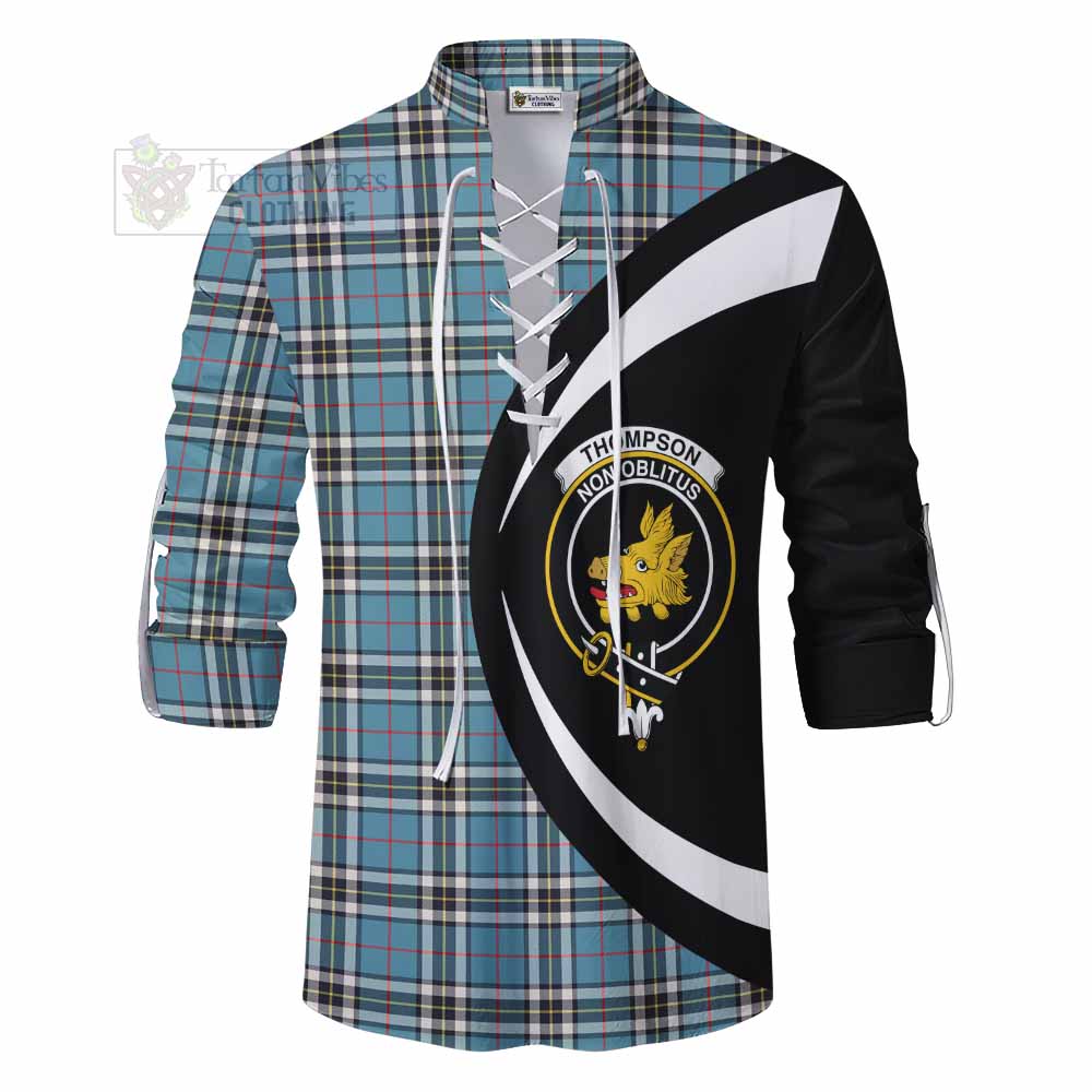 Tartan Vibes Clothing Thompson (Thomson) Tartan Ghillie Kilt Shirt with Family Crest Circle Style