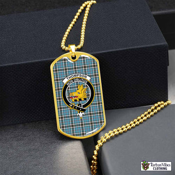 Tartan Vibes Clothing Thompson (Thomson) Tartan Dog Tag Necklace with Family Crest