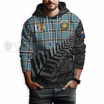 Tartan Vibes Clothing Thompson (Thomson) Crest Tartan Hoodie with New Zealand Silver Fern Half Style