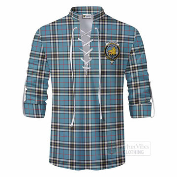 Tartan Vibes Clothing Thompson (Thomson) Tartan Ghillie Kilt Shirt with Family Crest DNA In Me Style