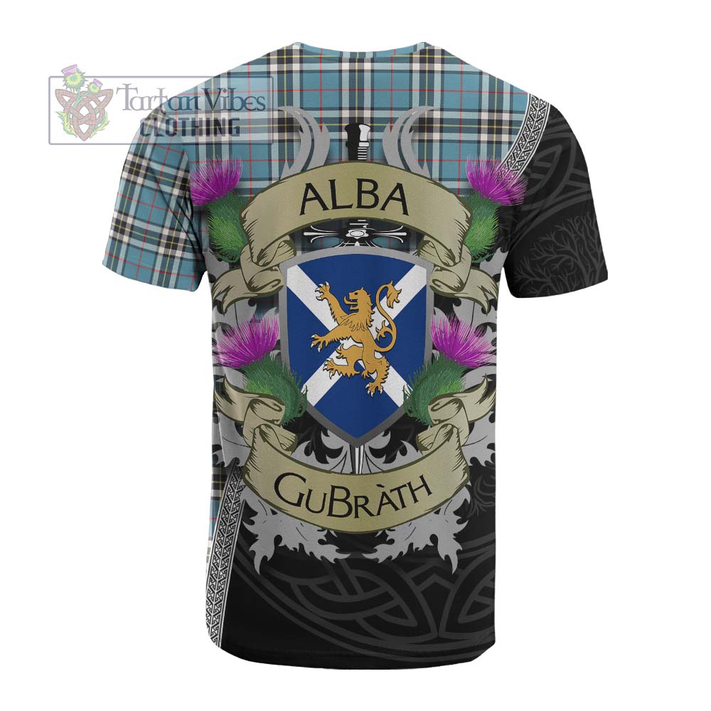 Tartan Vibes Clothing Thompson (Thomson) Tartan Family Crest Cotton T-shirt Lion Rampant Royal Thistle Shield Celtic Inspired