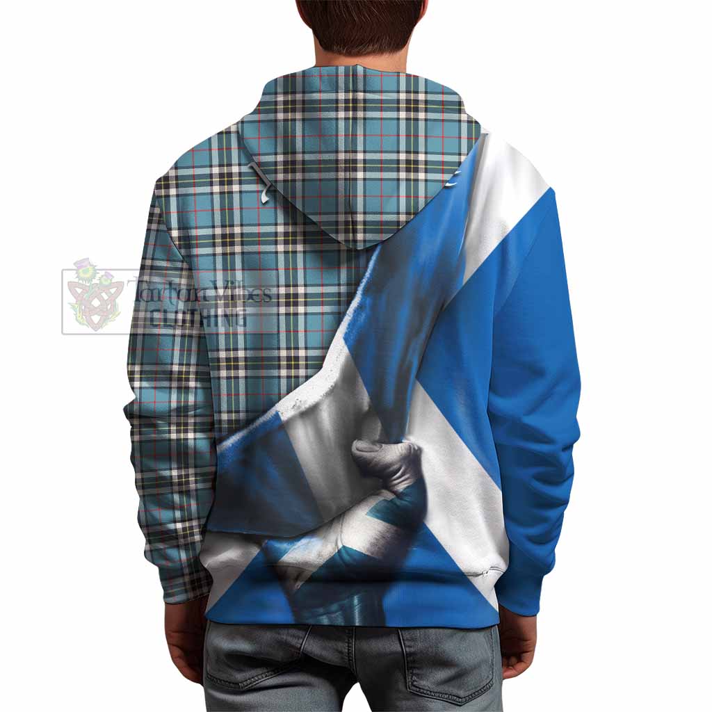 Tartan Vibes Clothing Thompson (Thomson) Tartan Hoodie with Family Crest Scotland Patriotic Style