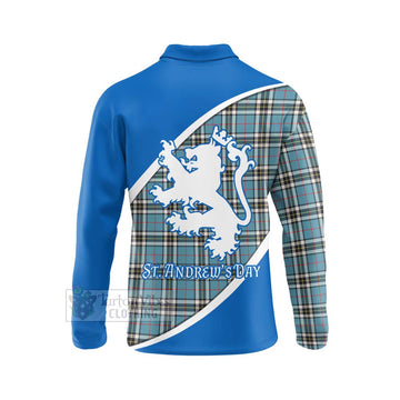 Tartan Vibes Clothing Thompson (Thomson) Family Crest Tartan Long Sleeve Polo Shirt Celebrate Saint Andrew's Day in Style