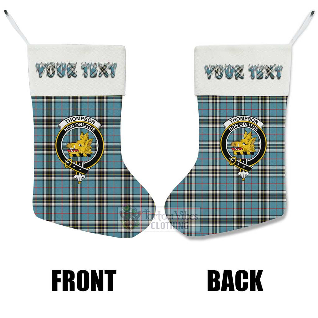 Tartan Vibes Clothing Thompson (Thomson) Tartan Family Crest Christmas Stocking with Personalized Text