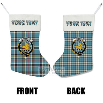 Thompson (Thomson) Tartan Family Crest Christmas Stocking with Personalized Text